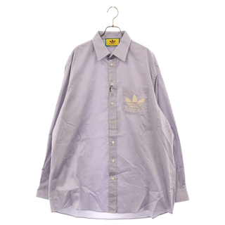 グッチ(Gucci)のGUCCI グッチ 23SS×adidas Oxford Cotton L/S Shirt 691521 ZAJPP アディダス ロゴ刺繍オックスフォード長袖シャツ ライトブルー(シャツ)