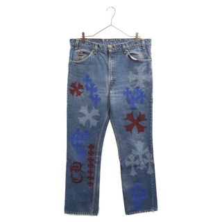 クロムハーツ(Chrome Hearts)のCHROME HEARTS クロムハーツ STENCIL DENIM ステンシル ペイントデザインクロスパッチ付きデニムパンツ 34(デニム/ジーンズ)