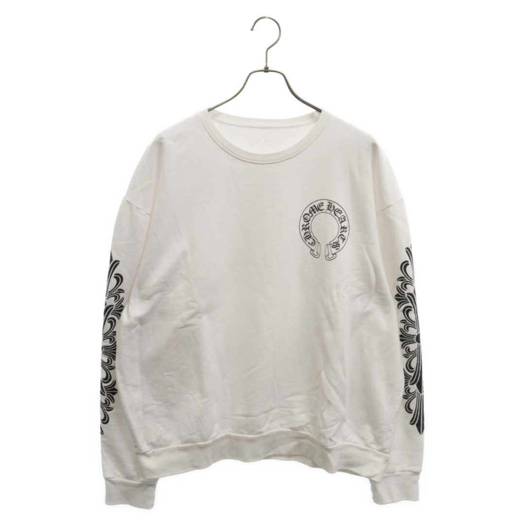 Chrome Hearts(クロムハーツ)のCHROME HEARTS クロムハーツ SWTSHRT PLVRスウェット 袖フローラルクロスホースシューバックプリントスウェット トレーナー メンズのトップス(スウェット)の商品写真