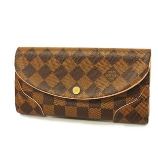 ルイヴィトン(LOUIS VUITTON)の【4hb2406】ルイヴィトン 長財布/ダミエ/ ポルトフォイユカイサ/N61227/エベヌ/ローズバレリーヌ【中古】レディース(財布)