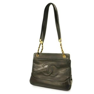 シャネル(CHANEL)の【4hb2407】シャネル トートバッグ/チェーンショルダー/ラムスキン/ブラック/ゴールド金具 【中古】レディース(トートバッグ)