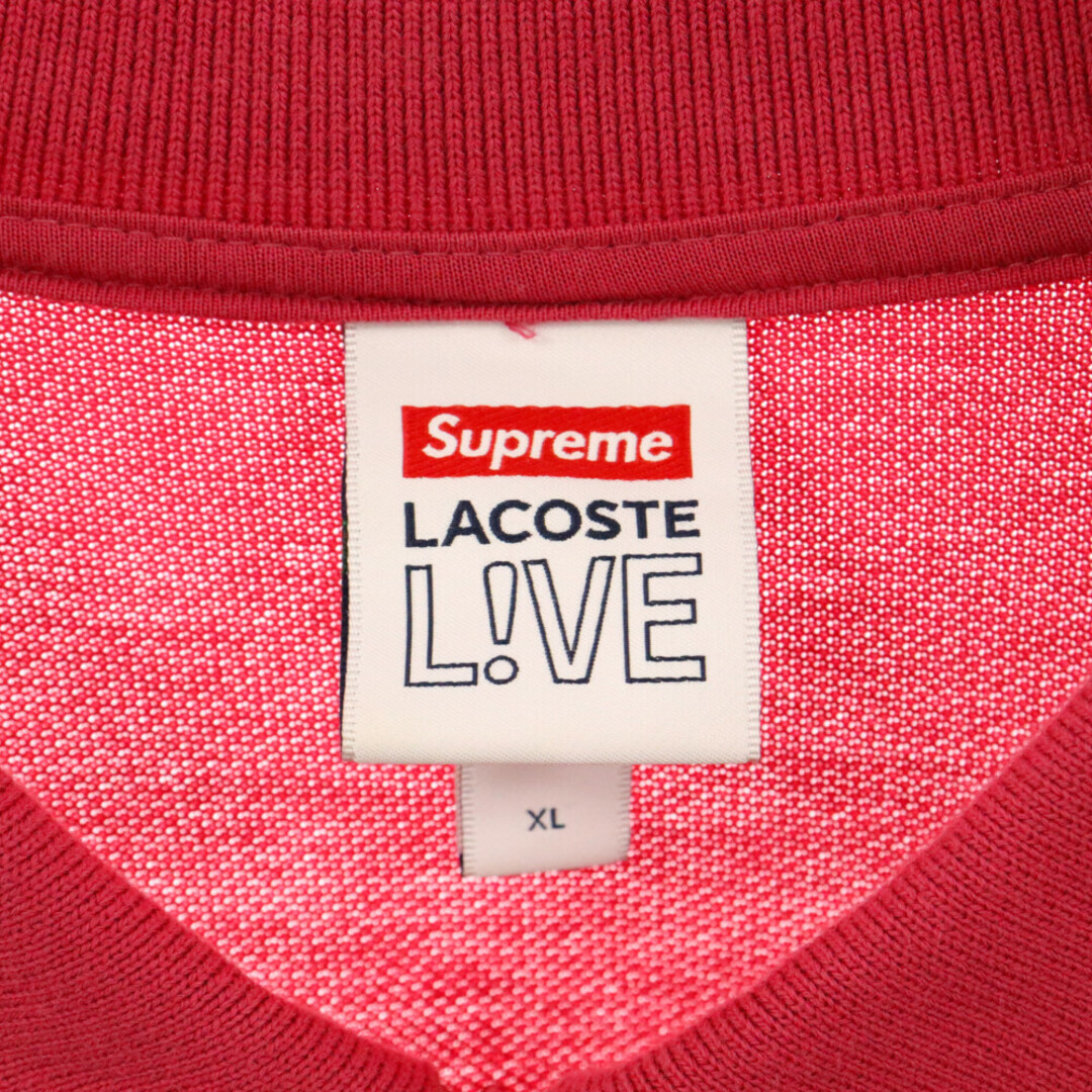 Supreme(シュプリーム)のSUPREME シュプリーム 19AW×LACOSTE Pique Zip L/S Polo×ラコステ ロゴ刺繍 ハーフジップ 長袖ポロシャツ ピンク メンズのトップス(ポロシャツ)の商品写真