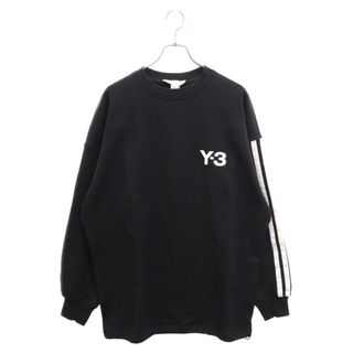 ワイスリー(Y-3)のY-3 ワイスリー M CH1 CREW SWEATSHIRT ロゴデザイン スリーストライプ クルーネック スウェットトレーナー ブラック HG6073(スウェット)