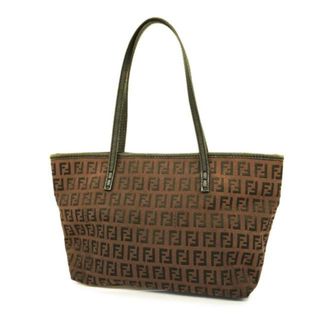 フェンディ(FENDI)の【4hb2409】フェンディ ハンドバッグ/ズッキーノ/ナイロン/レザー/ブラウン/ブラック/シルバー金具 【中古】 レディース(ハンドバッグ)