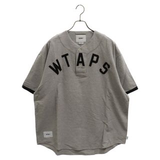 ダブルタップス(W)taps)のWTAPS ダブルタップス 22SS LEAGUE SS COTTON ロゴワッペン ベースボール プルオーバー 半袖シャツ グレー 221TQDT-SHM06(シャツ)