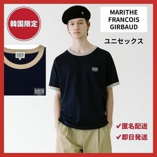 マリテフランソワジルボー(MARITHE + FRANCOIS GIRBAUD)の【在庫１点のみ！】マリテフランソワジルボー　リンガーT シャツ　ネイビー(Tシャツ/カットソー(半袖/袖なし))