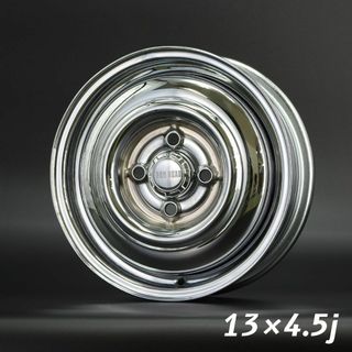 新品未使用 OLDMOON 13×4.5J 4H/100 +42 軽自動車 銀(ホイール)