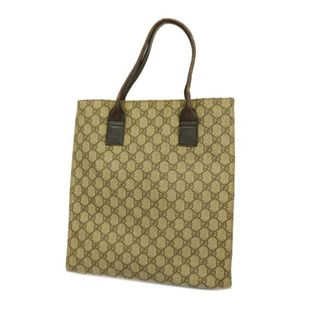 グッチ(Gucci)の【4hb2478】グッチ トートバッグ/GGスプリーム/91249/PVC/レザー/ブラウン/ベージュ/シルバー金具 【中古】 レディース(トートバッグ)