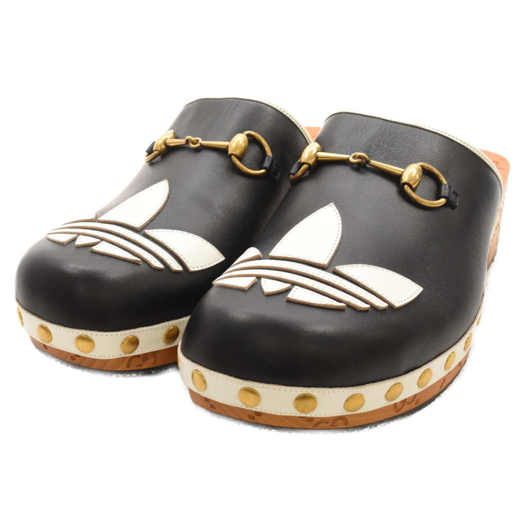 Gucci(グッチ)のGUCCI グッチ ×adidas clog sandals クロッグ レザー フロントロゴサンダル 702252 ブラック メンズの靴/シューズ(サンダル)の商品写真