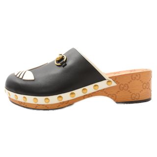 グッチ(Gucci)のGUCCI グッチ ×adidas clog sandals クロッグ レザー フロントロゴサンダル 702252 ブラック(サンダル)