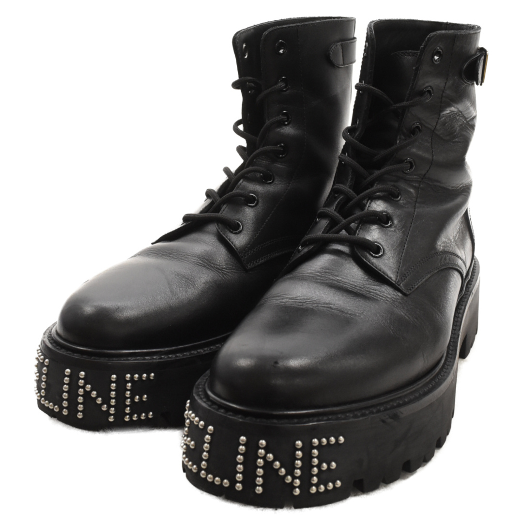 celine(セリーヌ)のCELINE セリーヌ 22AW BULKY BOOTS バルキー レースアップブーツ ロゴスタッズ レザーブーツ ブラック 345983579C メンズの靴/シューズ(ブーツ)の商品写真