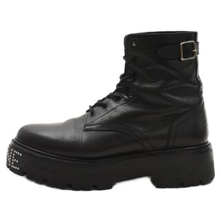 セリーヌ(celine)のCELINE セリーヌ 22AW BULKY BOOTS バルキー レースアップブーツ ロゴスタッズ レザーブーツ ブラック 345983579C(ブーツ)