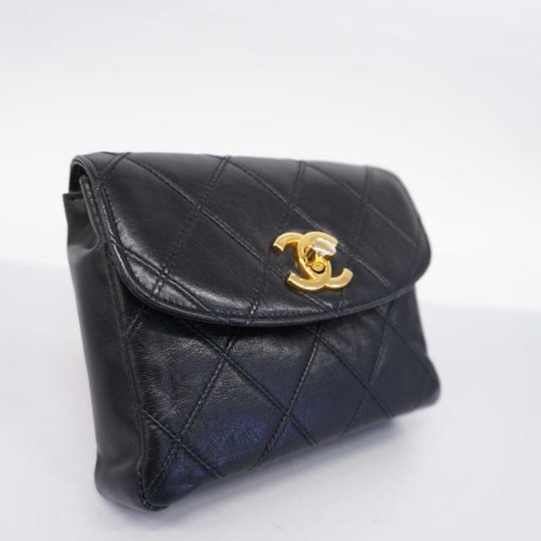 CHANEL(シャネル)の【4hb2486】シャネル ウエストバッグ/ビコローレ/ラムスキン/ブラック/ゴールド金具 【中古】 レディース レディースのバッグ(ボディバッグ/ウエストポーチ)の商品写真