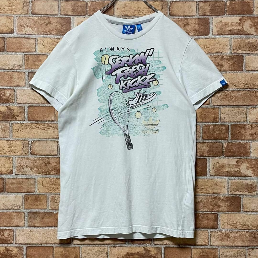 アディダスオリジナルス　Tシャツ　ビッグプリント　白　ホワイト　テニス　M メンズのトップス(Tシャツ/カットソー(半袖/袖なし))の商品写真