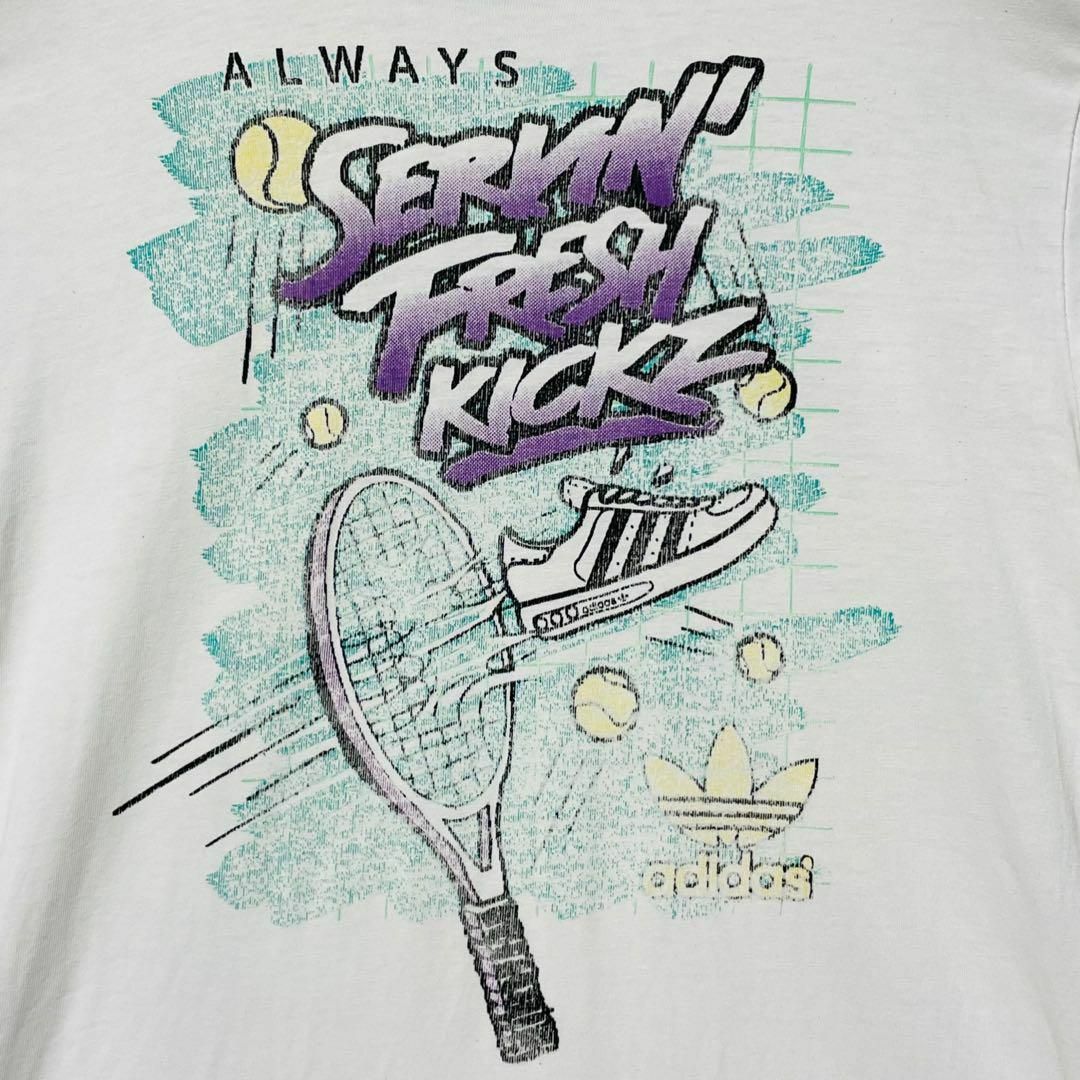 アディダスオリジナルス　Tシャツ　ビッグプリント　白　ホワイト　テニス　M メンズのトップス(Tシャツ/カットソー(半袖/袖なし))の商品写真