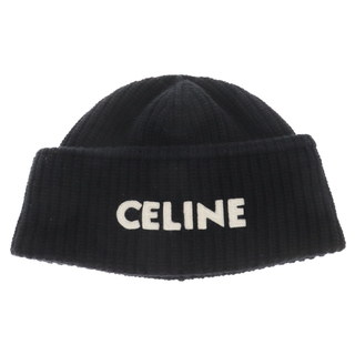 セリーヌ(celine)のCELINE セリーヌ 22AW フェルトロゴニットビーニー帽子 ブラック 2AC93423P(ニット帽/ビーニー)