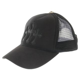 クロムハーツ(Chrome Hearts)のCHROME HEARTS クロムハーツ TRUCKER CAP レザーパッチトラッカー 3セメタリーレザーパッチクロスボール付メッシュキャップ ブラック(キャップ)