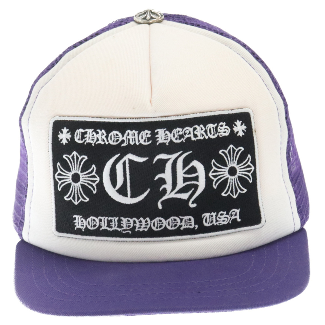 Chrome Hearts(クロムハーツ)のCHROME HEARTS クロムハーツ TRUCKER CAP トラッカーキャップ CHパッチクロスボール付メッシュ帽子 ホワイト/パープル メンズの帽子(キャップ)の商品写真