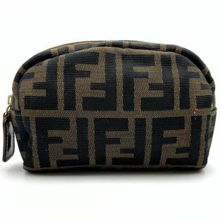 フェンディ(FENDI)のフェンディ ミニポーチ 小物入れ 幅約15cm ズッカ柄 ブラウン ナイロン レディース FENDI【中古】(ポーチ)