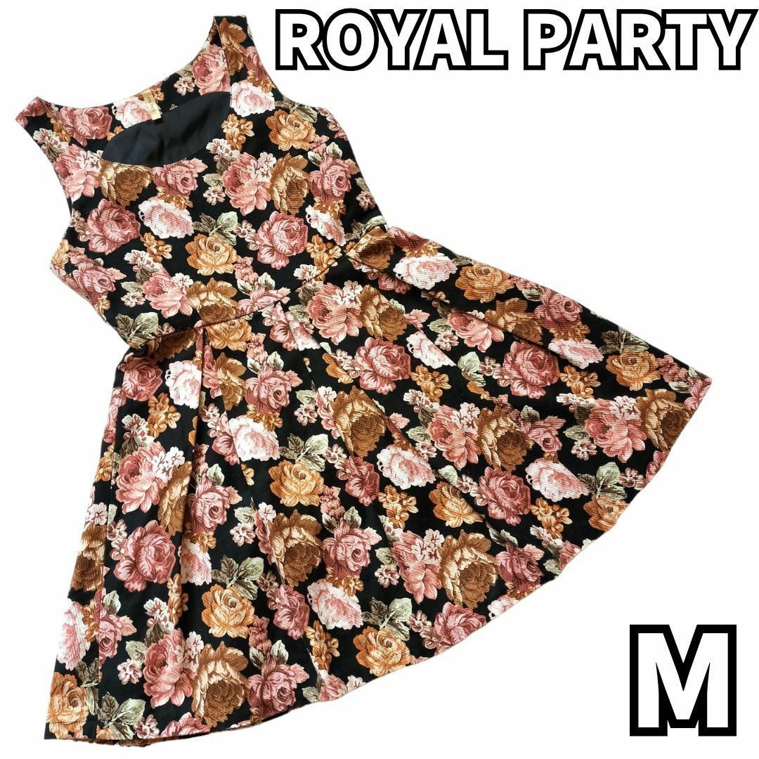 ROYAL PARTY(ロイヤルパーティー)の【花々が織りなす優美な模様✨】　ロイヤルパーティー　ミニ ワンピース 花柄　M レディースのワンピース(ミニワンピース)の商品写真