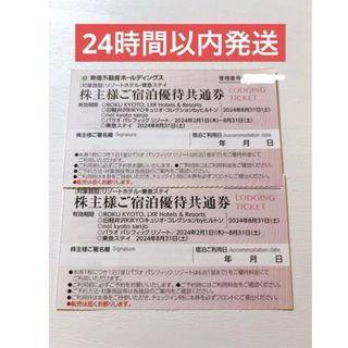 東急不動産ホールディングスリゾートホテル・東急ステイ 株主様ご宿泊優待共通券2枚(宿泊券)