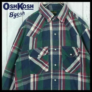 OshKosh - 【希少】オシュコシュ 80s シャツ チェック フランネル 長袖 ヴィンテージ