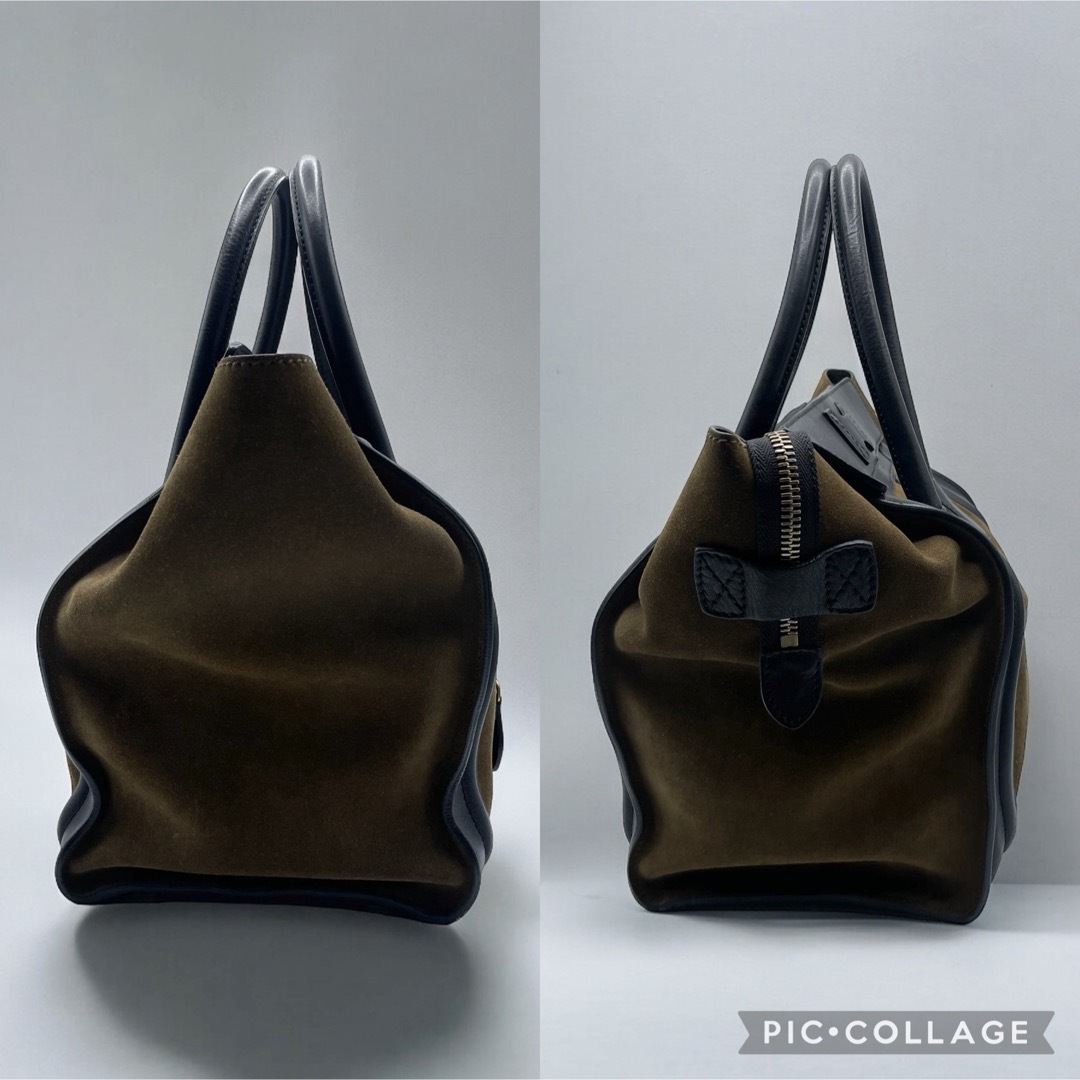 celine(セリーヌ)の【美品】セリーヌ　ラゲージ　ミニ　ショッパー　カーキ　スウェード　ハンド　バッグ レディースのバッグ(トートバッグ)の商品写真