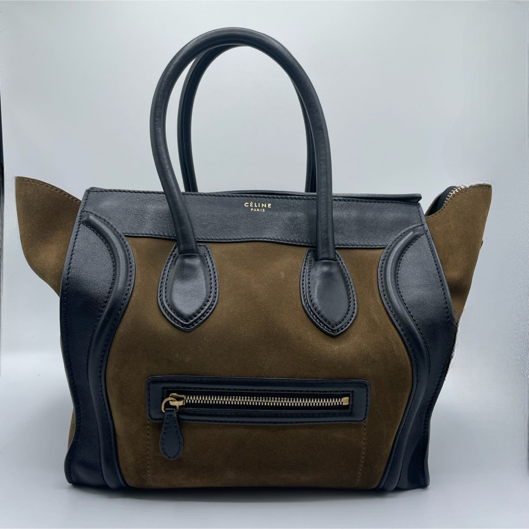 celine(セリーヌ)の【美品】セリーヌ　ラゲージ　ミニ　ショッパー　カーキ　スウェード　ハンド　バッグ レディースのバッグ(トートバッグ)の商品写真