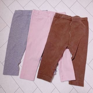 ユニクロ(UNIQLO)のUNIQLO レギンス 80 ※名前付き ピンク 茶色 グレー(パンツ)