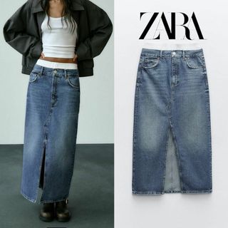 ザラ(ZARA)の1 ZARA TRF ボクサーディテール デニムスカート XS(ロングスカート)