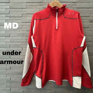 アンダーアーマー(UNDER ARMOUR)のアンダーアーマー 長袖 トップス トレーニング スポーツウェア M　レッド×白(トレーニング用品)