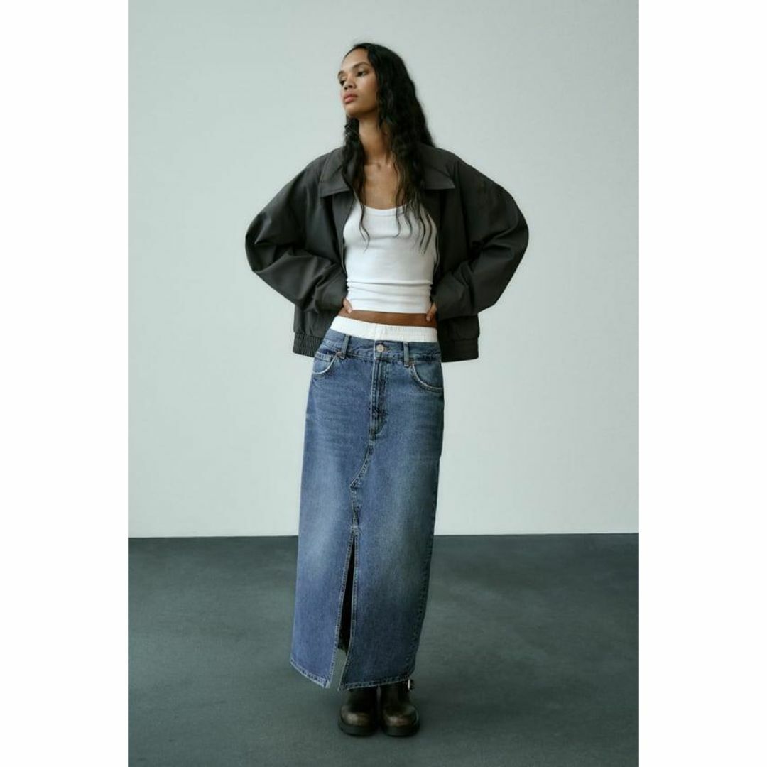 ZARA(ザラ)のヨッシーさま　11 ZARA TRF ボクサーディテール デニムスカート S レディースのスカート(ロングスカート)の商品写真