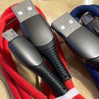 ⭐️⭐️microUSB typeーB充電ケーブル 2本セット 赤 レッド 青 (映像用ケーブル)