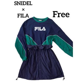 スナイデル(SNIDEL)のSNIDEL×FILA コラボ　ドッキングワンピース　フリーサイズ(ひざ丈ワンピース)