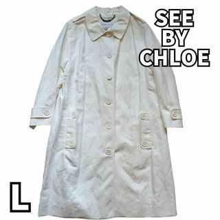 SEE BY CHLOE - 【✨麻とともに去りぬ✨】　シーバイクロエ　ロング コート 麻 リネン　白　L