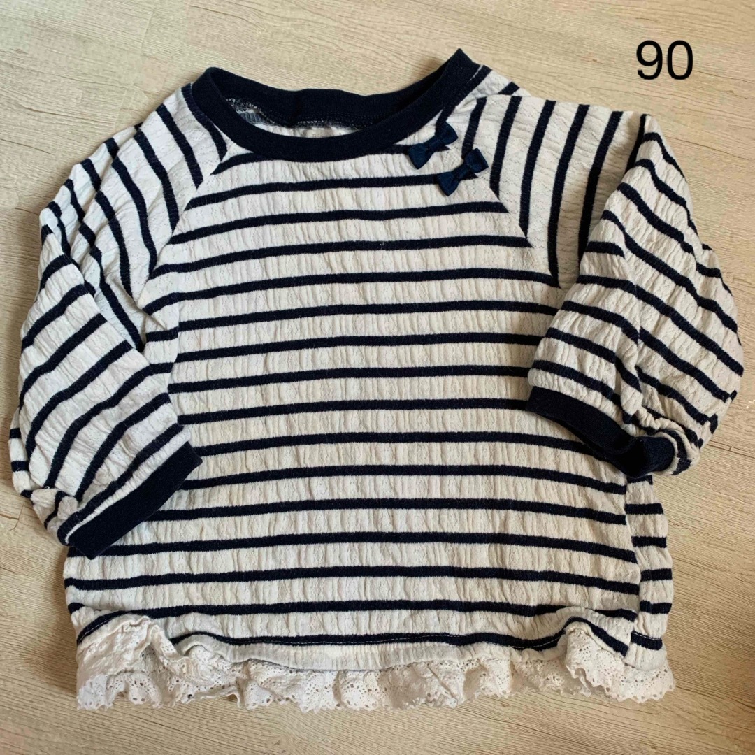 キムラタン(キムラタン)のベビー　キッズ　90 長袖　トップス　ボーダー　リボン キッズ/ベビー/マタニティのキッズ服女の子用(90cm~)(Tシャツ/カットソー)の商品写真