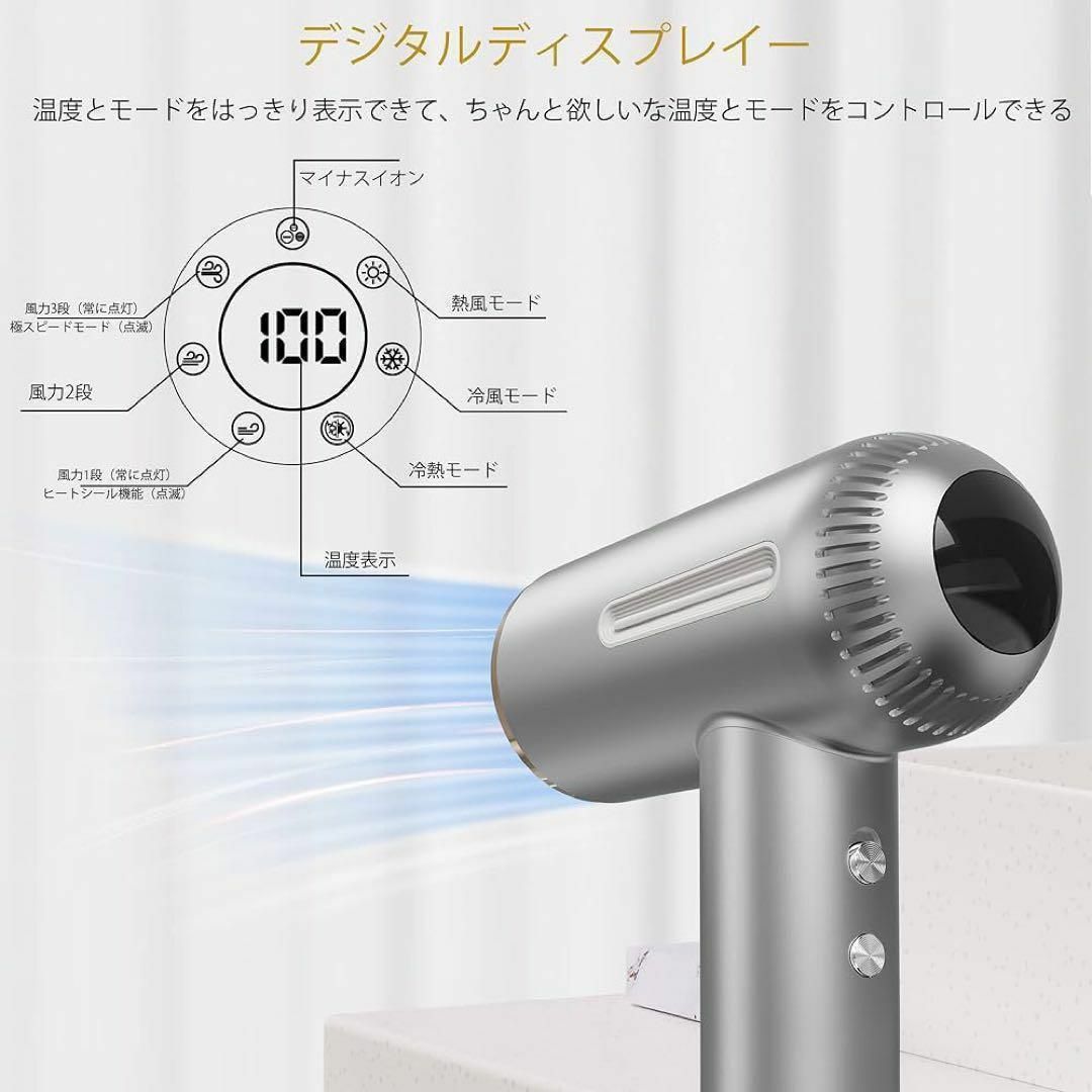 ドライヤー✨1600W 大風量 速乾 高濃度 マイナスイオン ヘアケア スマホ/家電/カメラの美容/健康(ドライヤー)の商品写真