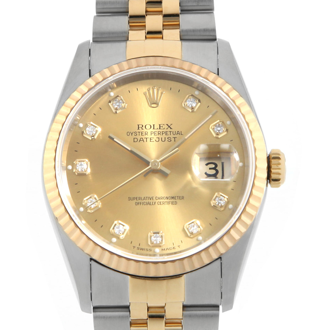 ROLEX(ロレックス)のロレックス デイトジャスト 10Pダイヤ 16233G シャンパン W番 メンズ 中古 腕時計 メンズの時計(腕時計(アナログ))の商品写真