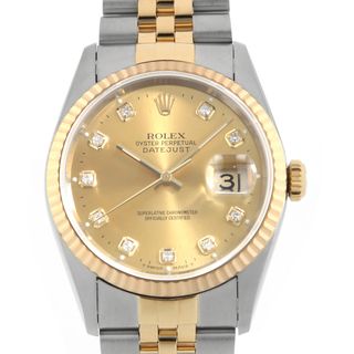 ロレックス(ROLEX)のロレックス デイトジャスト 10Pダイヤ 16233G シャンパン W番 メンズ 中古 腕時計(腕時計(アナログ))