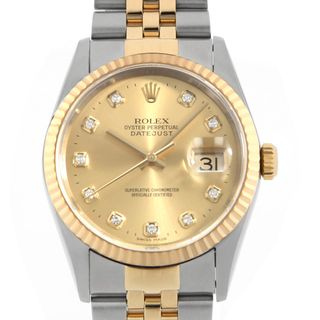 ロレックス(ROLEX)のロレックス デイトジャスト 10Pダイヤ 16233G シャンパン P番 メンズ 中古 腕時計(腕時計(アナログ))