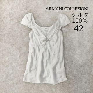 アルマーニ コレツィオーニ(ARMANI COLLEZIONI)のアルマーニコレツィオーニ ✿ シルク ドット刺繍 半袖 トップス 42 XL(Tシャツ/カットソー(半袖/袖なし))