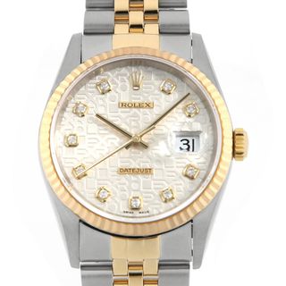 ロレックス(ROLEX)のロレックス デイトジャスト 10Pダイヤ 16233G シルバー 彫りコンピューター 5列 ジュビリーブレス T番 メンズ 中古 腕時計(腕時計(アナログ))