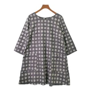 マリメッコ(marimekko)のmarimekko マリメッコ ワンピース 36(S位) グレーx白x黒(総柄) 【古着】【中古】(ひざ丈ワンピース)