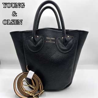 ヤングアンドオルセン(YOUNG&OLSEN)の★極美品★ヤングアンドオルセン プチ レザー トート 2way  シボ革 黒(ハンドバッグ)