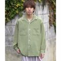 【KHAKI】【L】『イージーケア』『つぐ吉*SOP』ブランケットステッチオープンカラーシャツ