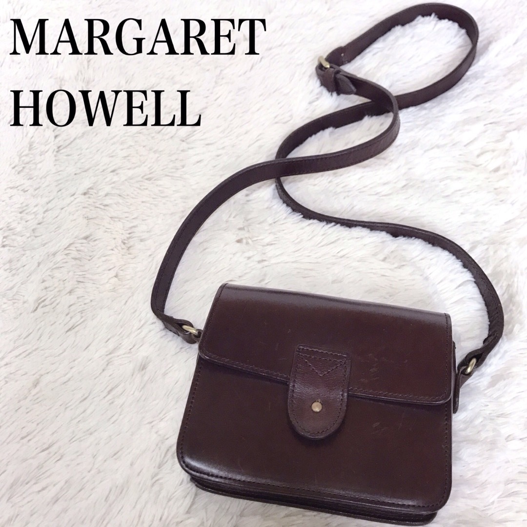 MARGARET HOWELL(マーガレットハウエル)の希少 マーガレットハウエル オールレザー フラップ ショルダーバッグ 斜め掛け レディースのバッグ(ショルダーバッグ)の商品写真