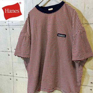 Hanes - Hanesヘインズ　ボーダー　ゆるだぼ　リンガーTシャツ　XL トリコロール