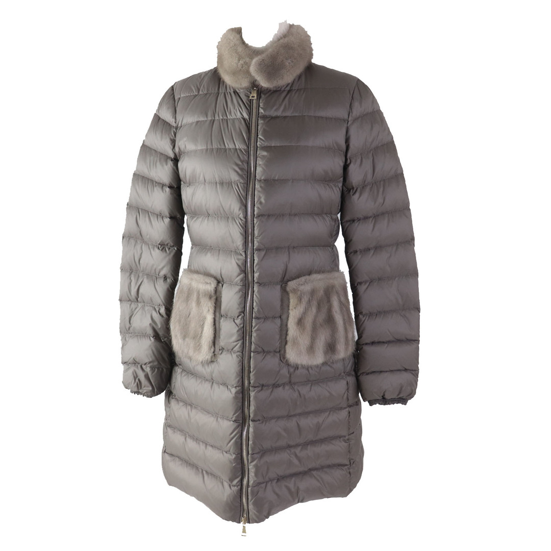 MONCLER(モンクレール)の美品◎MONCLER モンクレール ANCY 襟・ポケット ミンクファー使い ロングダウンコート ブラウン系 1 正規品 レディース レディースのジャケット/アウター(ダウンコート)の商品写真