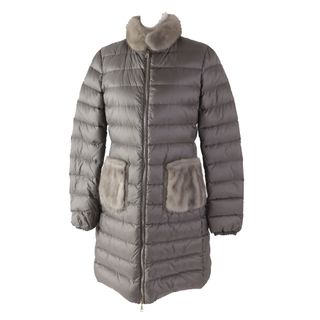 モンクレール(MONCLER)の美品◎MONCLER モンクレール ANCY 襟・ポケット ミンクファー使い ロングダウンコート ブラウン系 1 正規品 レディース(ダウンコート)