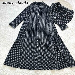 サニークラウズ(Sunny clouds（FELISSIMO）)の大きいサイズsunny clouds 花柄 ロング フレアワンピース ブラック(ロングワンピース/マキシワンピース)